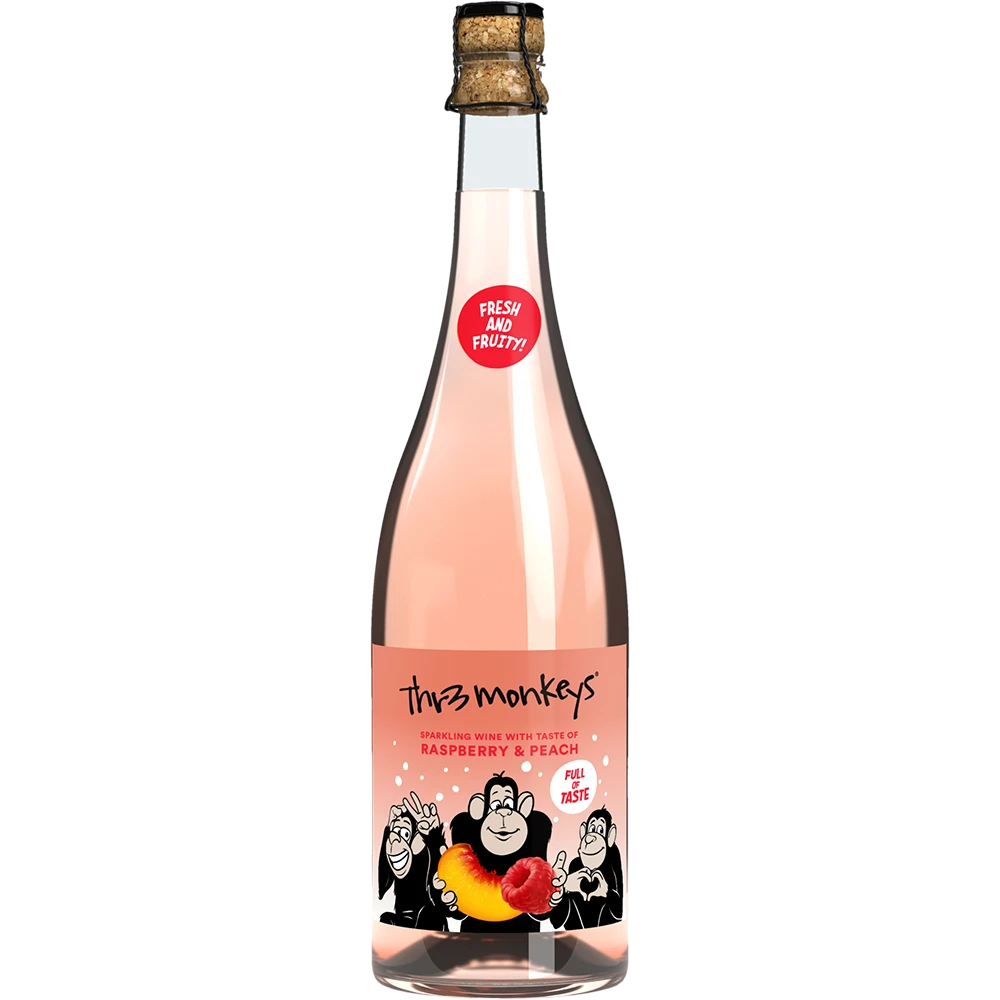 Thr3 Monkeys Sparkling Raspberry Peach