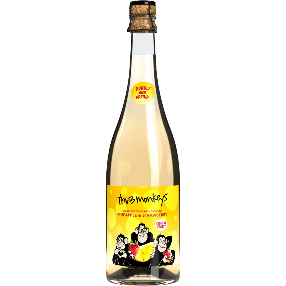 Thr3 Monkeys Sparkling Pineapple Strawberry