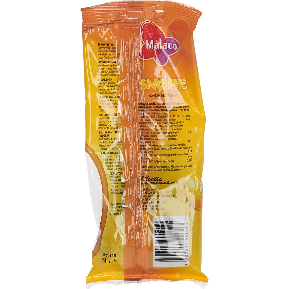 Malaco Snørebånd Karamel