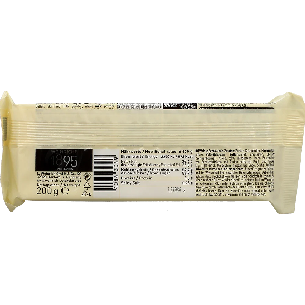 Weinrich Kuvertüre Weisse Schokolade