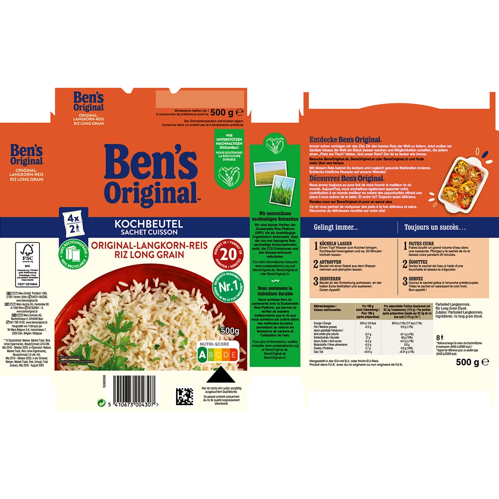Ben's Original Langkorn-Reis 20 Min im Kochbeutel