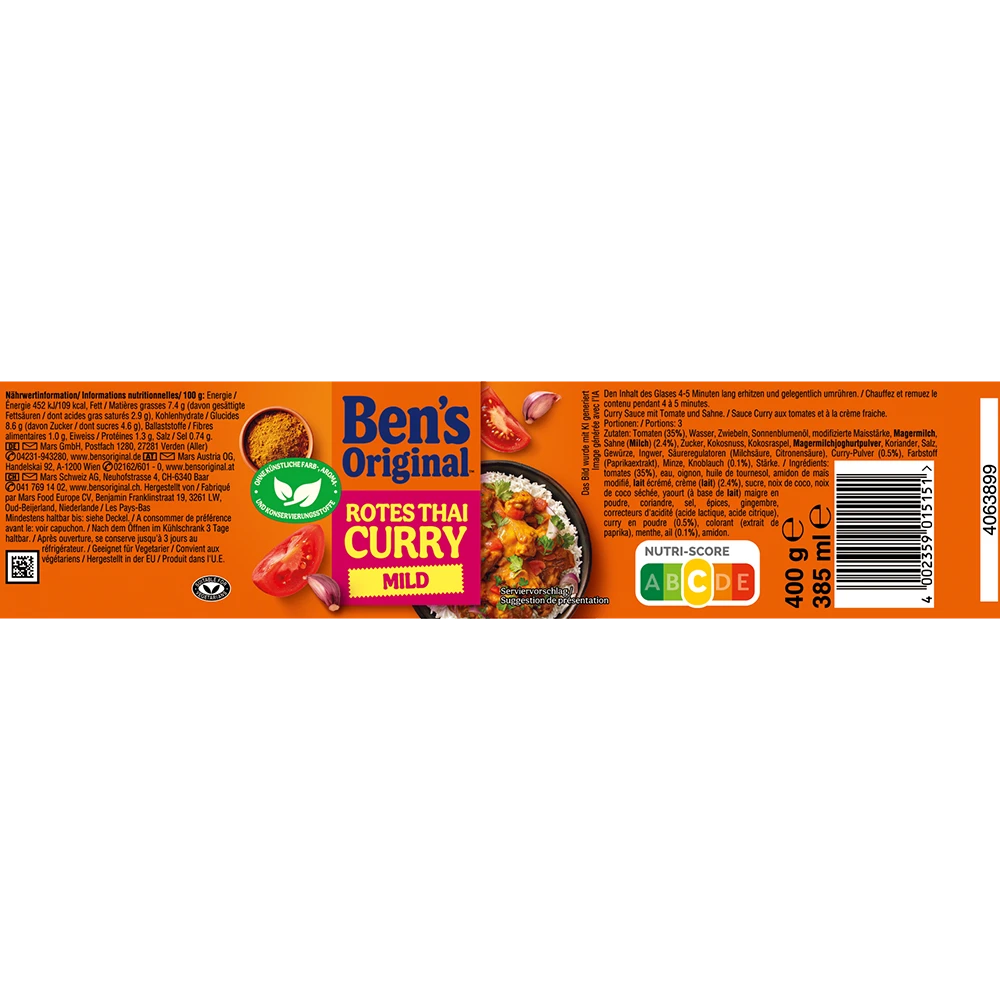 Ben's Original Sauce Rotes Cremiges Curry